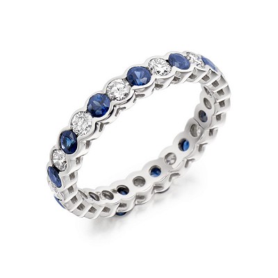 Round Brilliant Sapphire & Diamond Full Eternity Ring