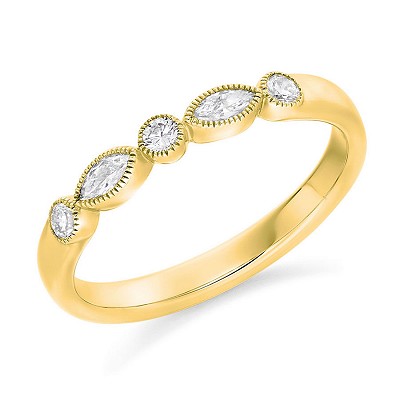 Round Brilliant & Marquise Cut Diamond Half Eternity Ring